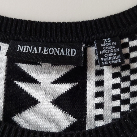 Nina Leonard Black & White Geo Print Dress XS - Picture 5 of 8